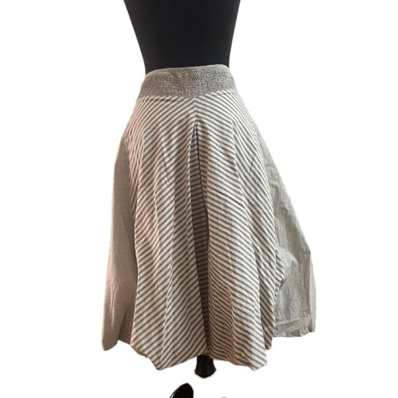 Donna Karen Striped Natural and Gray Pouf skirt Size 6 - Picture 3 of 13